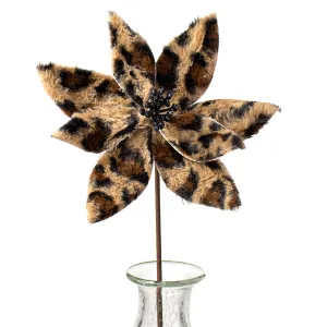 22" Cheetah Fur Poinsettia Stem