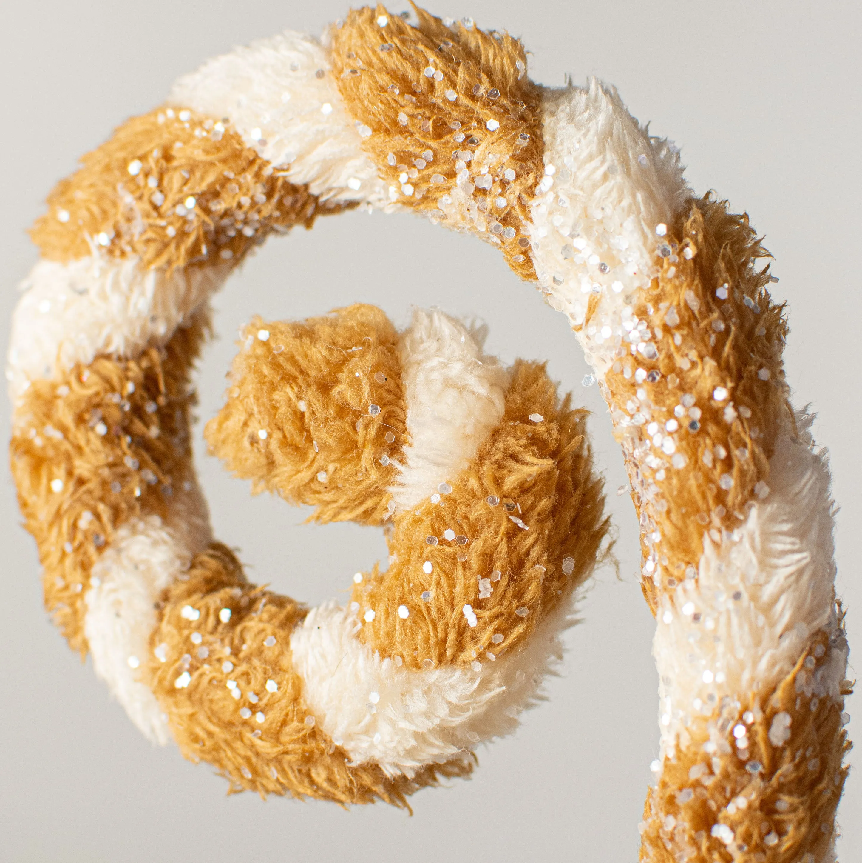 32" Faux Fur Spiral Curly Spray: Cream & Brown