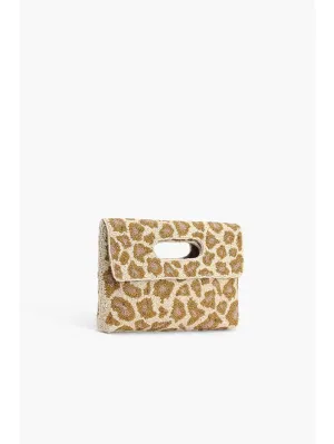 America and Beyond Rose Gold Leopard Clutch