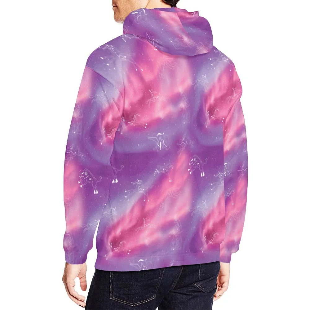 Animal Ancestors 7 Aurora Gases Pink and Purple Hoodie for Men (USA Size)