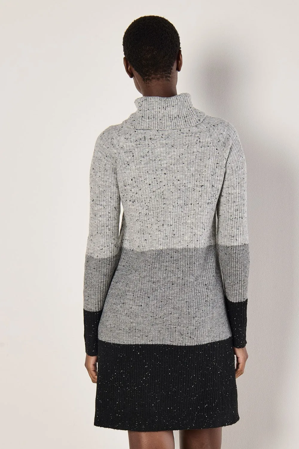 Apricot Fleck Knit Ribbed Colour Block Dress