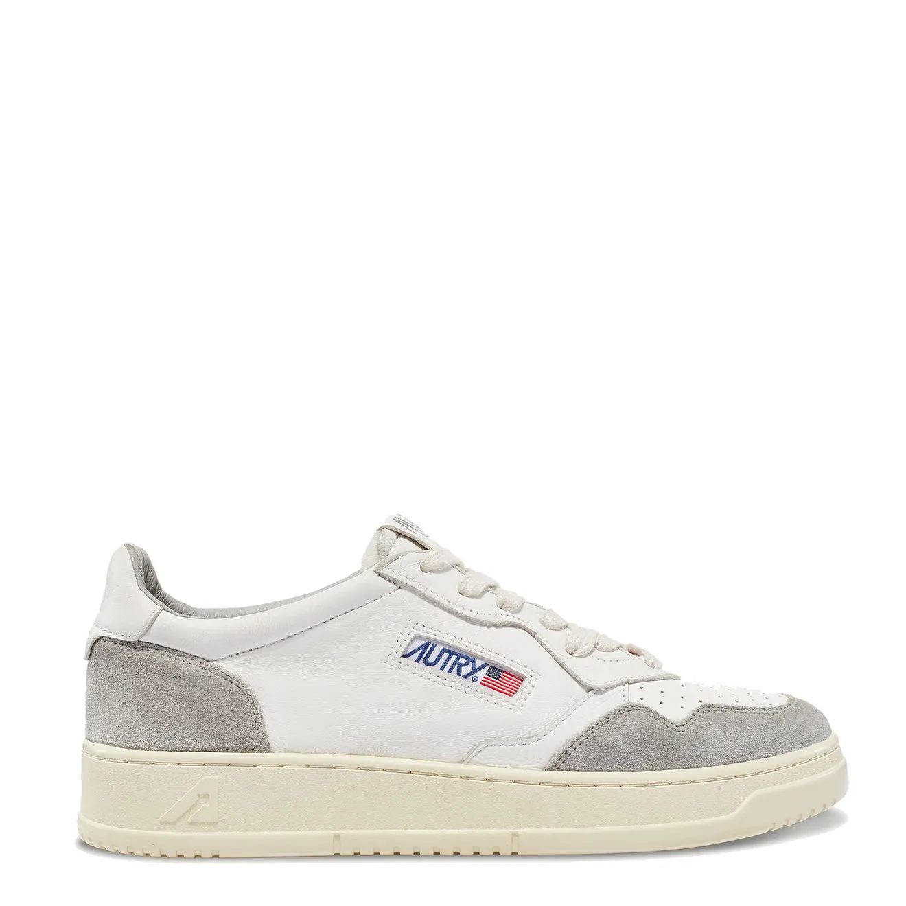 Autry Medalist Low Goatskin / Suede - White / Grey