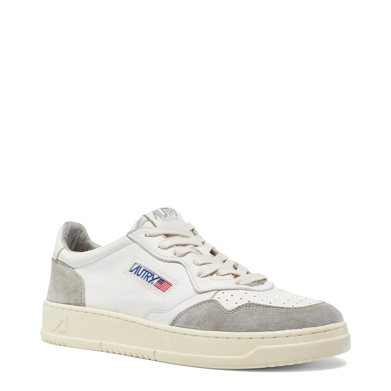 Autry Medalist Low Goatskin / Suede - White / Grey