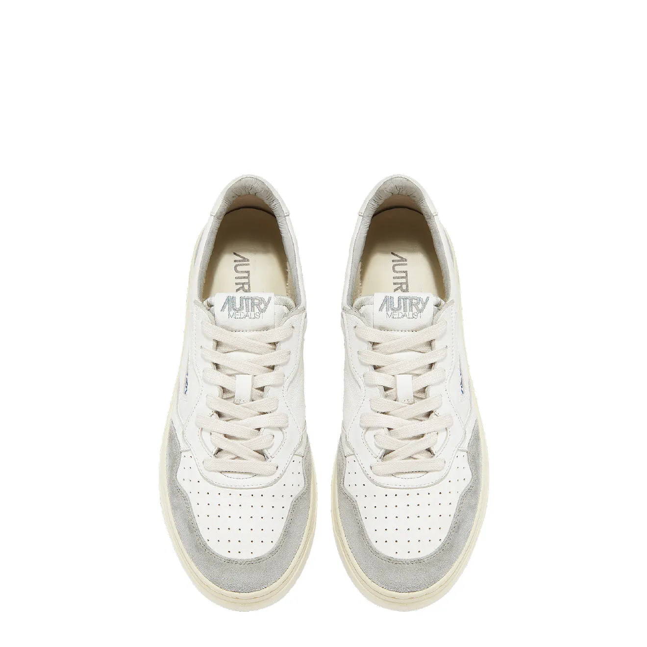Autry Medalist Low Goatskin / Suede - White / Grey