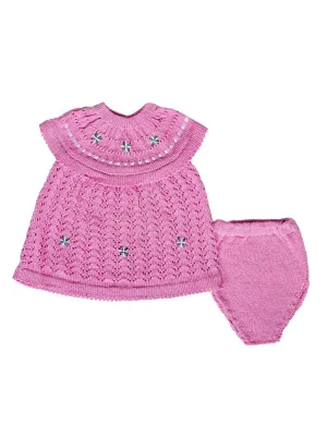 Baby Girls Multi Color Crochet Sweater Diaper Cover 2 Pc Set Newborn