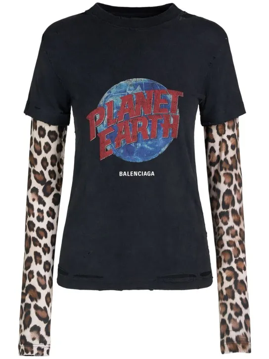 Balenciaga   Planet Earth double sleeve t-shirt 