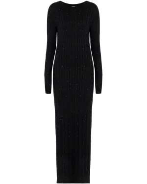 Black Knit Long Sleeve Sweater Dress