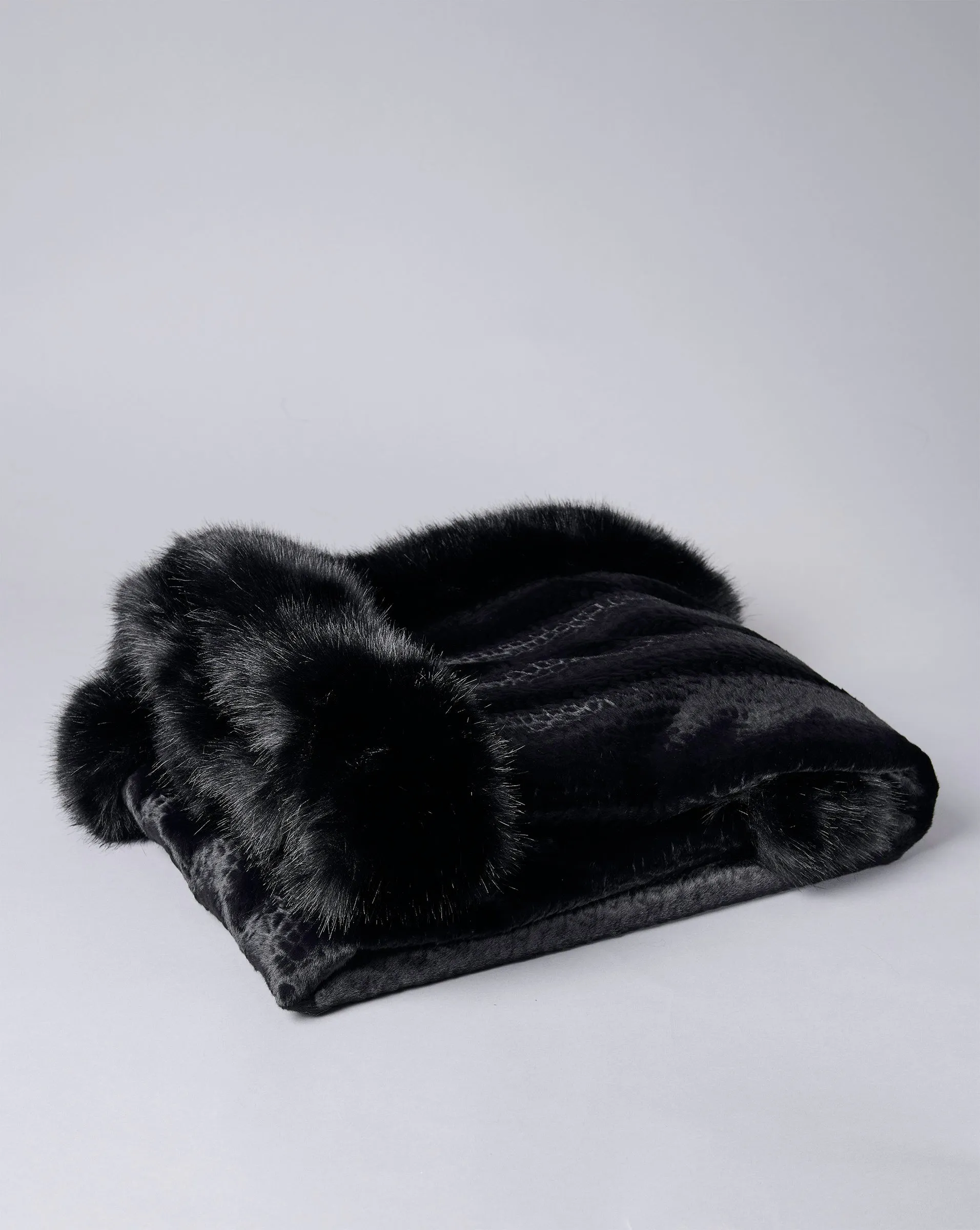 Black Leopard Faux Fur Throw