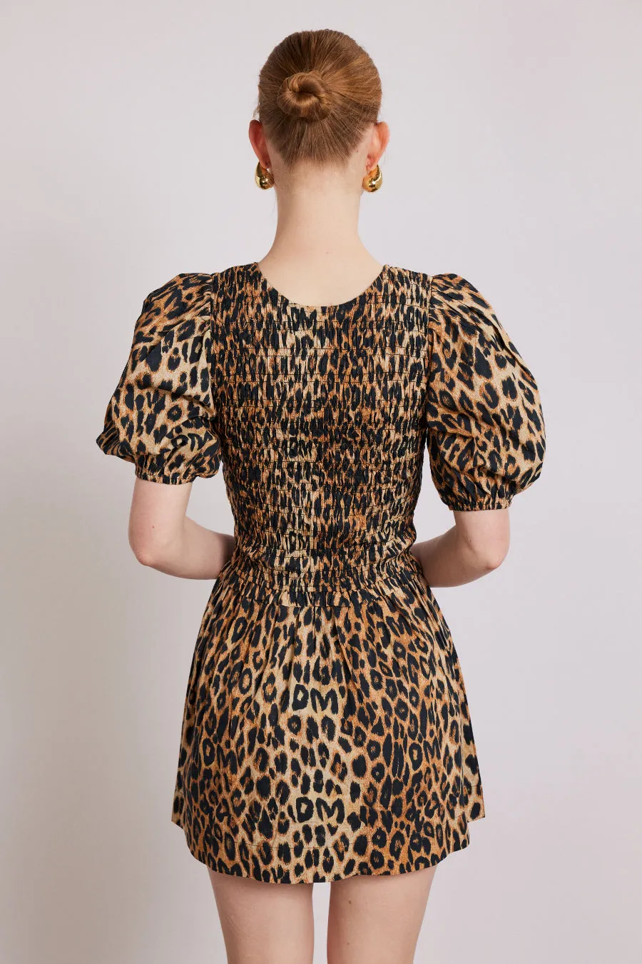 Bluebelle shirred mini dress - leopard