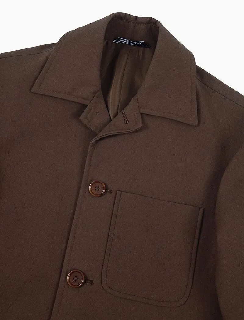 Brown Waxed Cotton Overcoat