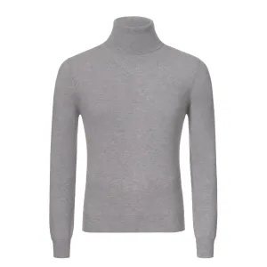 Cashmere Turtleneck Sweater in Light Grey Melange