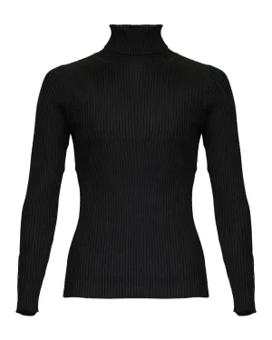 Cotton Blend Fitted Turtleneck