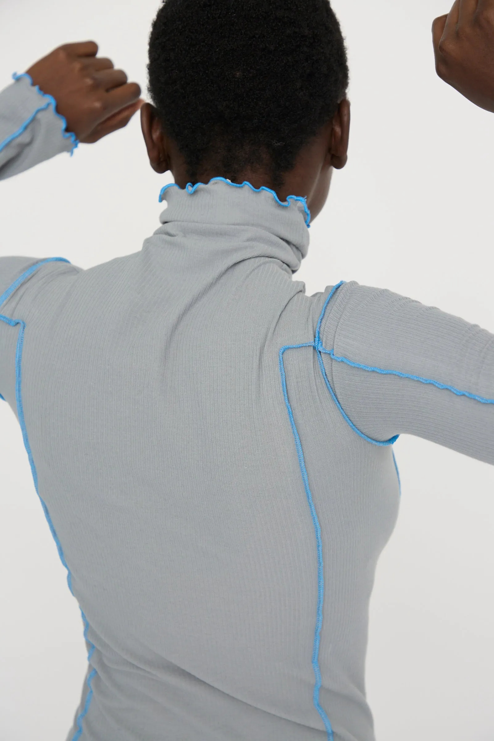 Cotton Rib Omato Turtleneck in Bow Blue