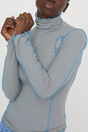 Cotton Rib Omato Turtleneck in Bow Blue