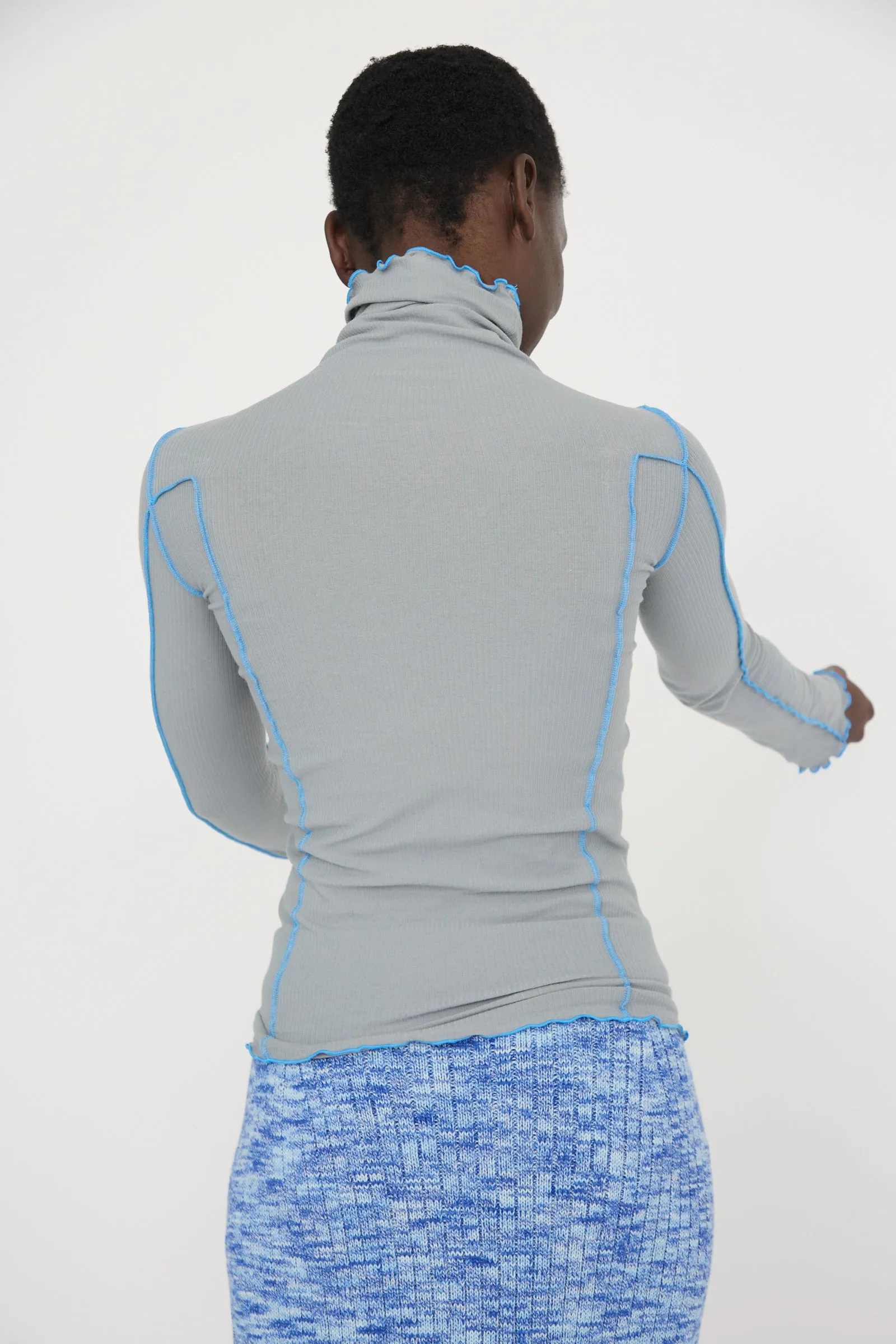 Cotton Rib Omato Turtleneck in Bow Blue