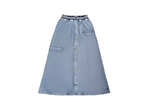 Crew Kids Light Blue Denim Button Down Maxi Skirt