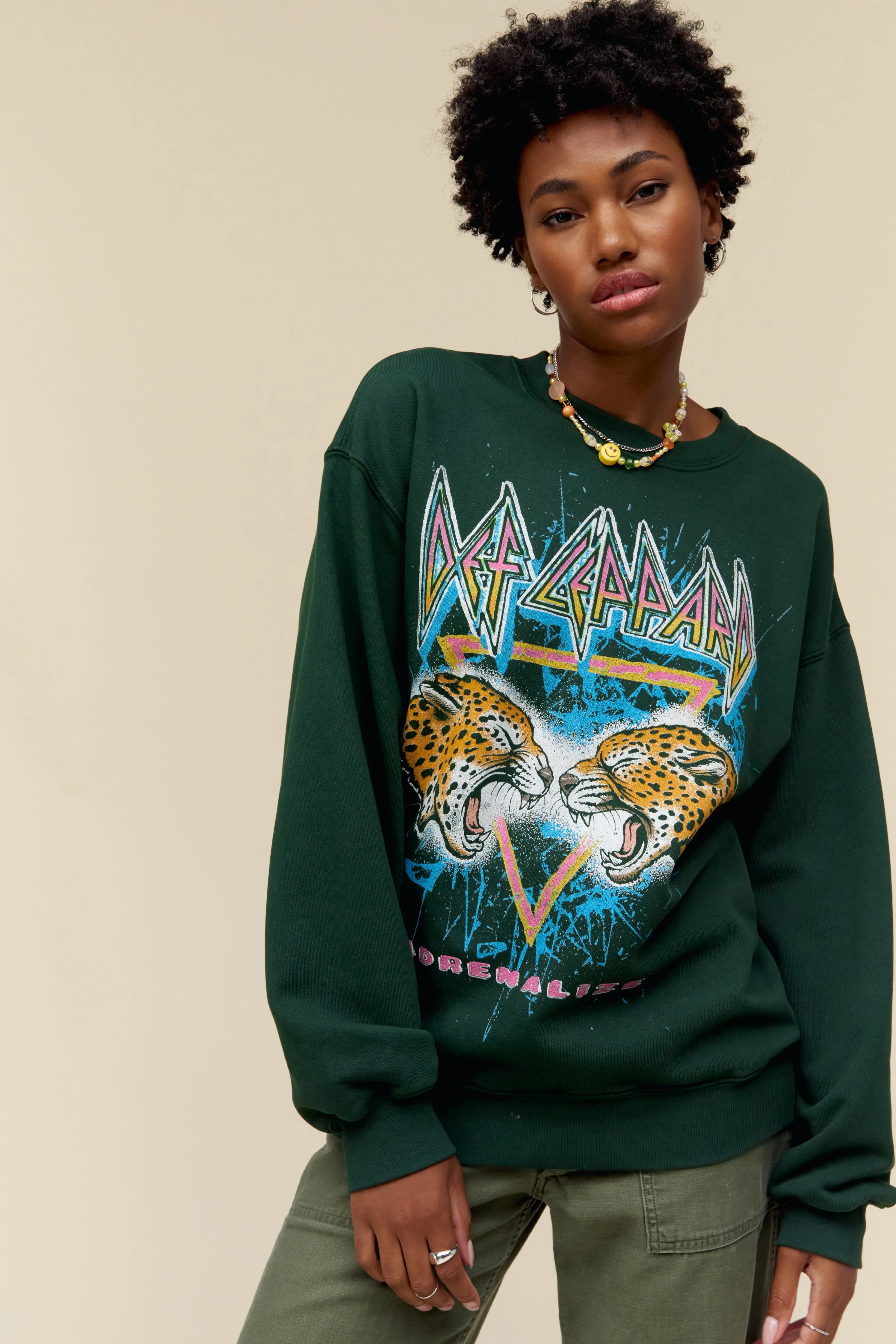 Def Leppard Adrenalize BF Crew In Vintage Green