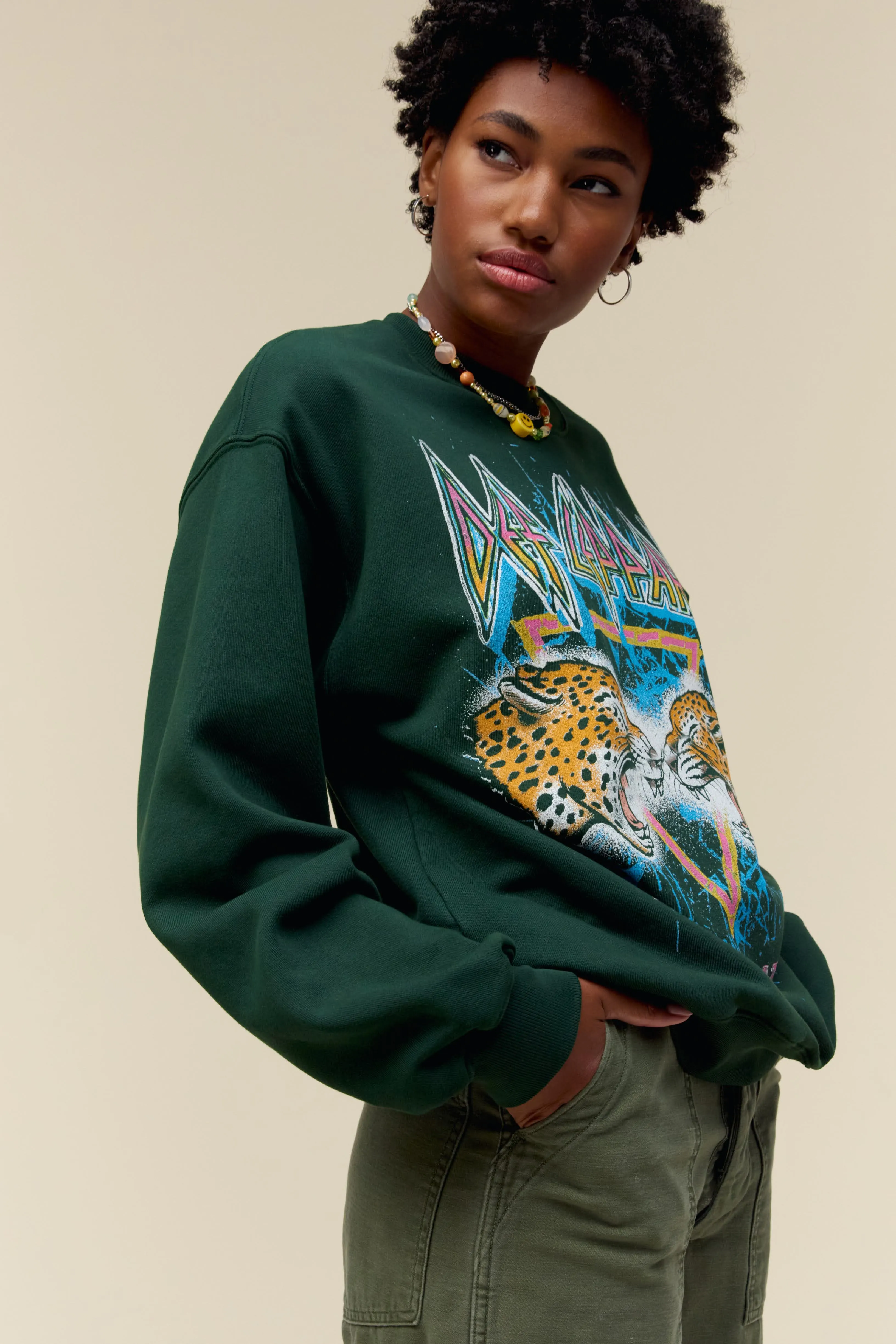 Def Leppard Adrenalize BF Crew In Vintage Green