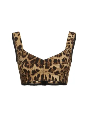 Dolce&amp;Gabbana   Leopard print charmeuse crop top 