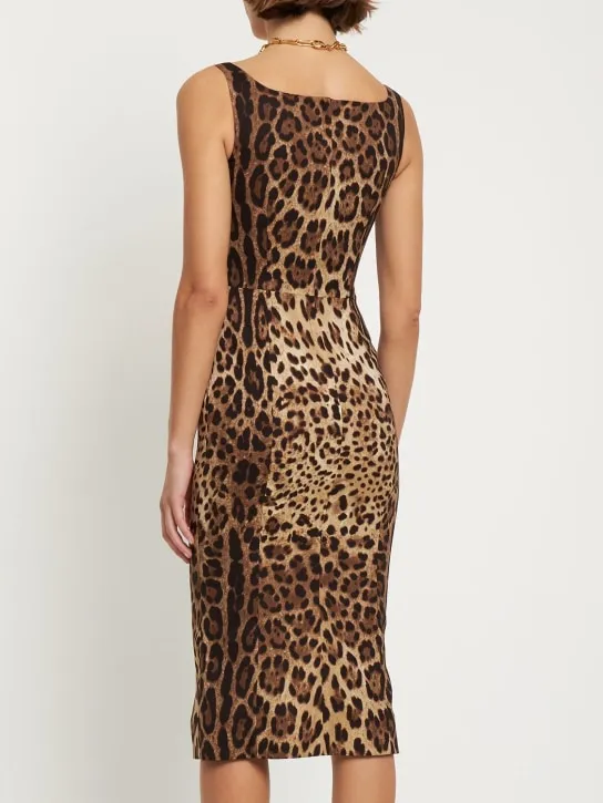 Dolce&amp;Gabbana   Leopard print charmeuse midi dress 