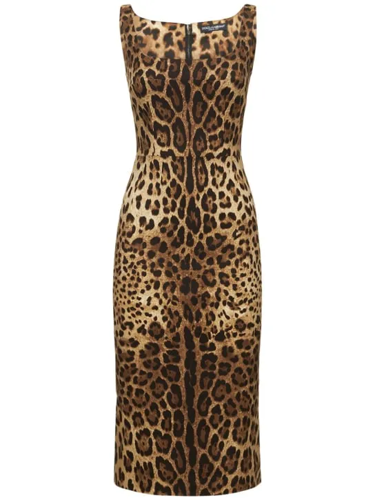 Dolce&amp;Gabbana   Leopard print charmeuse midi dress 