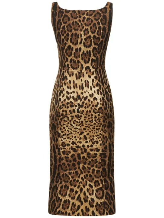 Dolce&amp;Gabbana   Leopard print charmeuse midi dress 