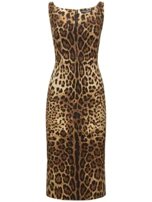 Dolce&amp;Gabbana   Leopard print charmeuse midi dress 