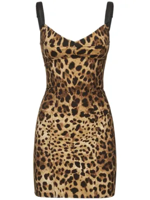 Dolce&amp;Gabbana   Leopard print satin mini dress 