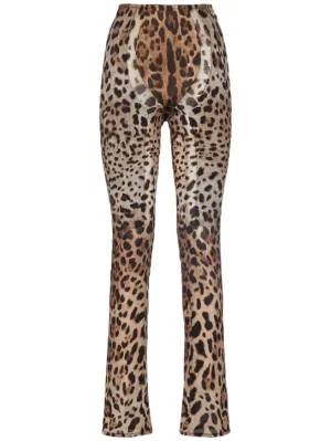 Dolce&amp;Gabbana   Leopard print stretch straight pants 