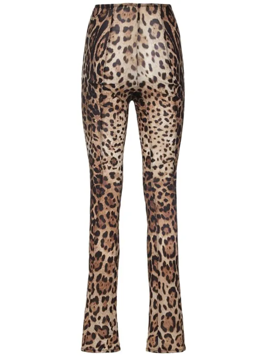Dolce&amp;Gabbana   Leopard print stretch straight pants 