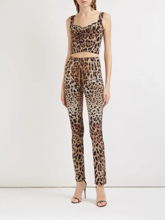 Dolce&amp;Gabbana   Leopard print stretch straight pants 