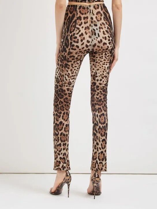 Dolce&amp;Gabbana   Leopard print stretch straight pants 