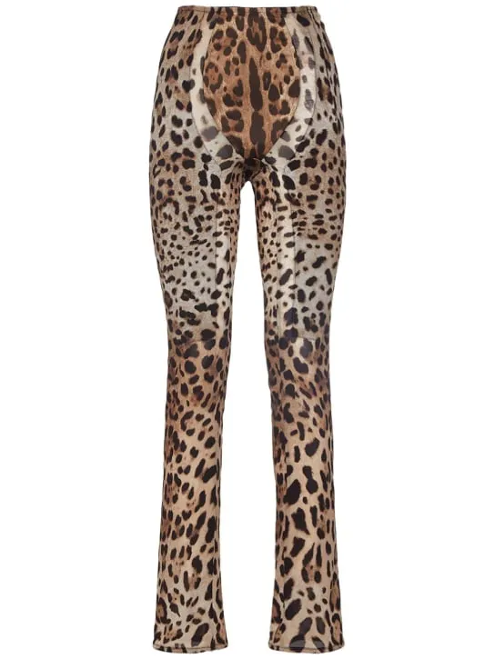 Dolce&amp;Gabbana   Leopard print stretch straight pants 