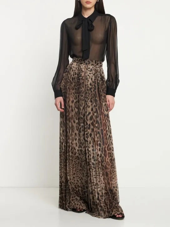 Dolce&amp;Gabbana   Leopard print wide chiffon pants 