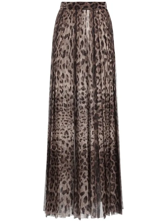 Dolce&amp;Gabbana   Leopard print wide chiffon pants 