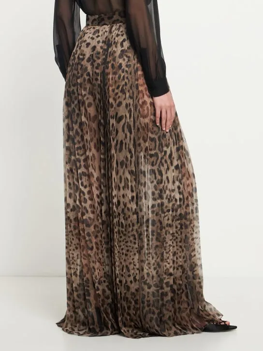 Dolce&amp;Gabbana   Leopard print wide chiffon pants 