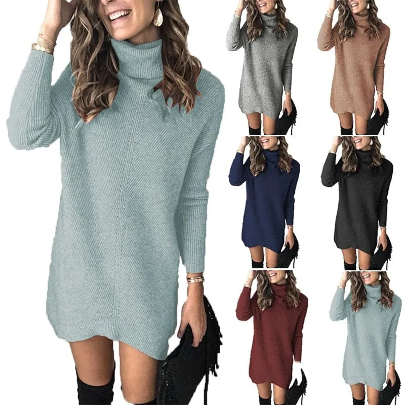 DressBetty - Fashion Turtleneck Long Sleeve Sweater Dress