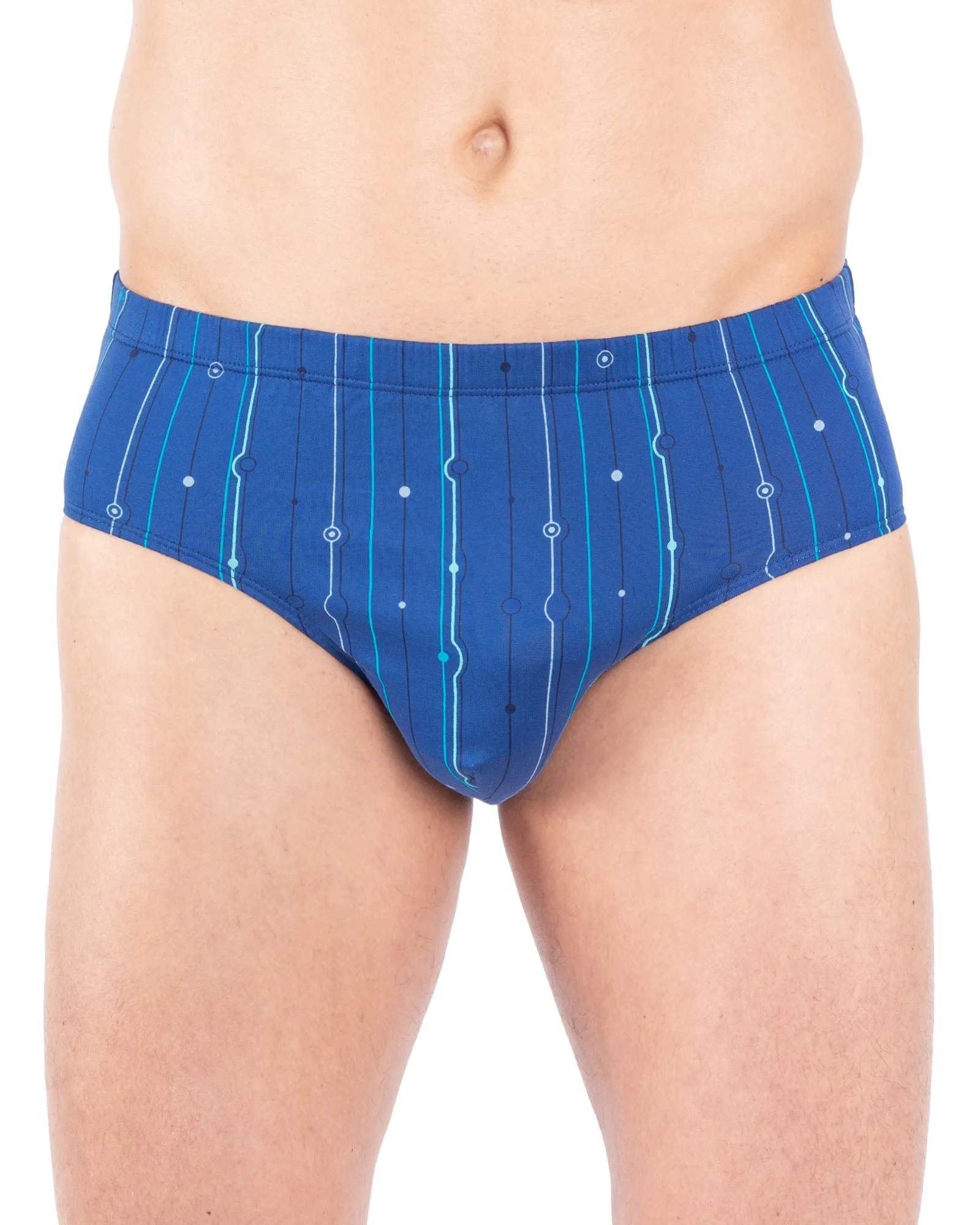 Ensemble de Slips Taille Haute Imprimé en Jersey de Coton Mercerisé - bleu et rouge E121.2