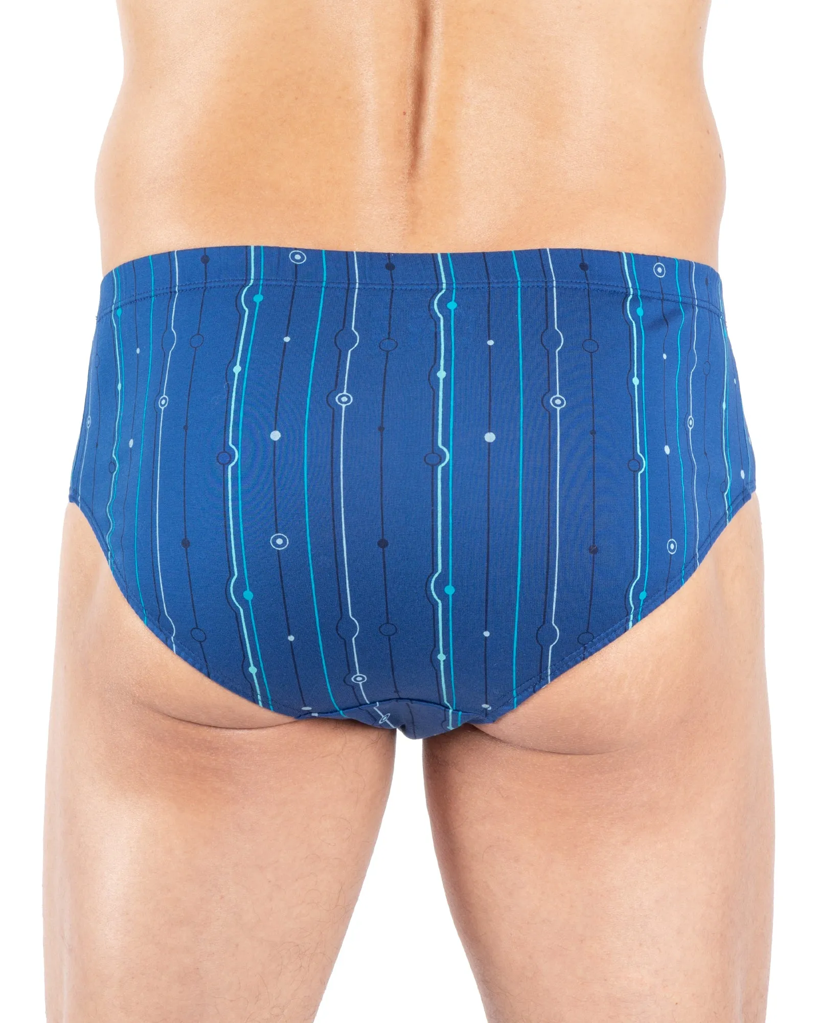 Ensemble de Slips Taille Haute Imprimé en Jersey de Coton Mercerisé - bleu et rouge E121.2