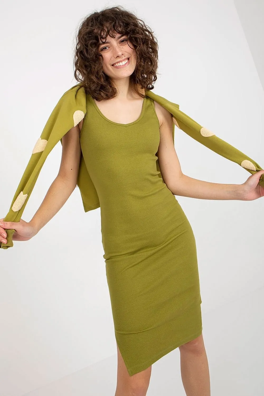Fancy Ribbed Midi Dress and Heart Sweater Set