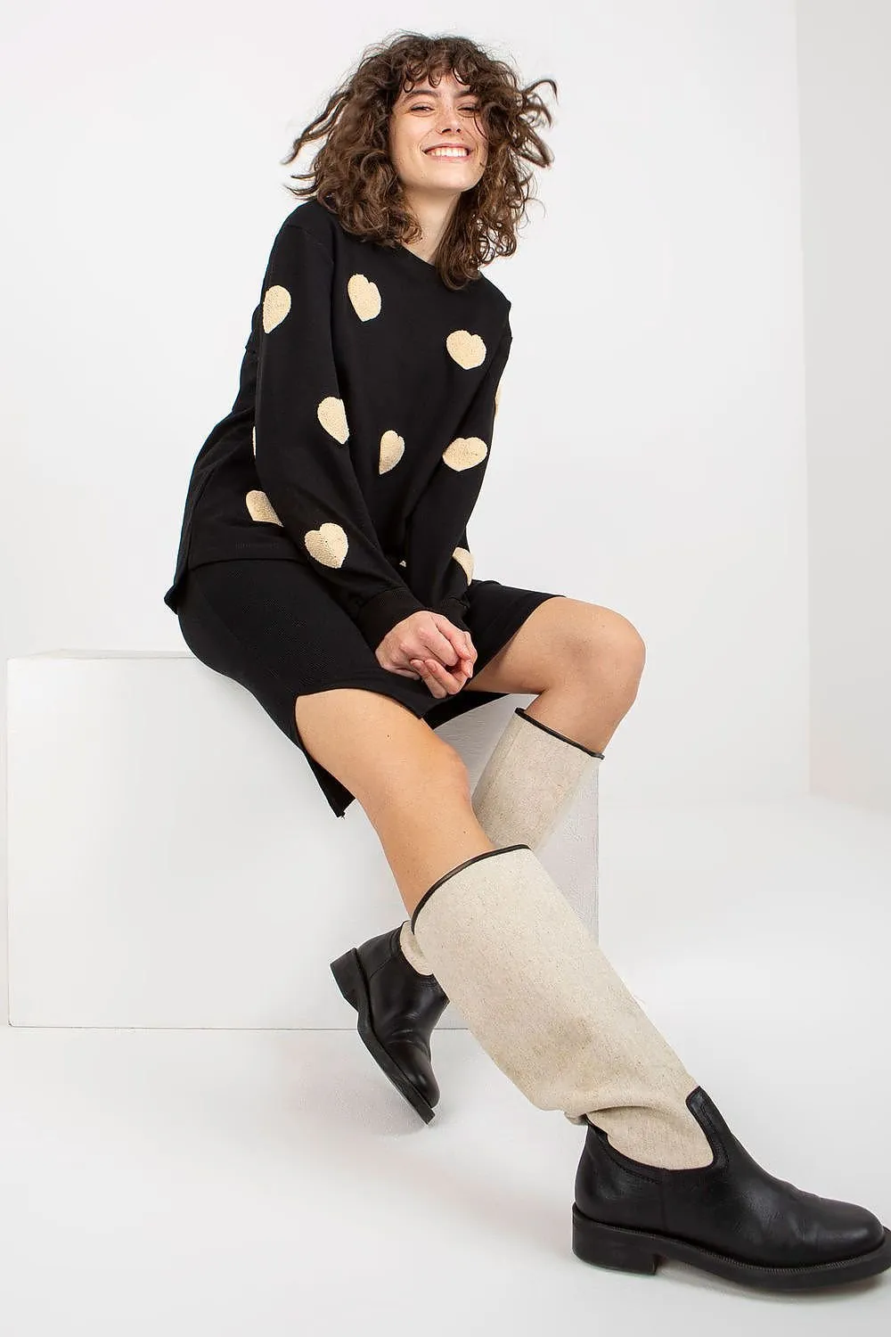 Fancy Ribbed Midi Dress and Heart Sweater Set