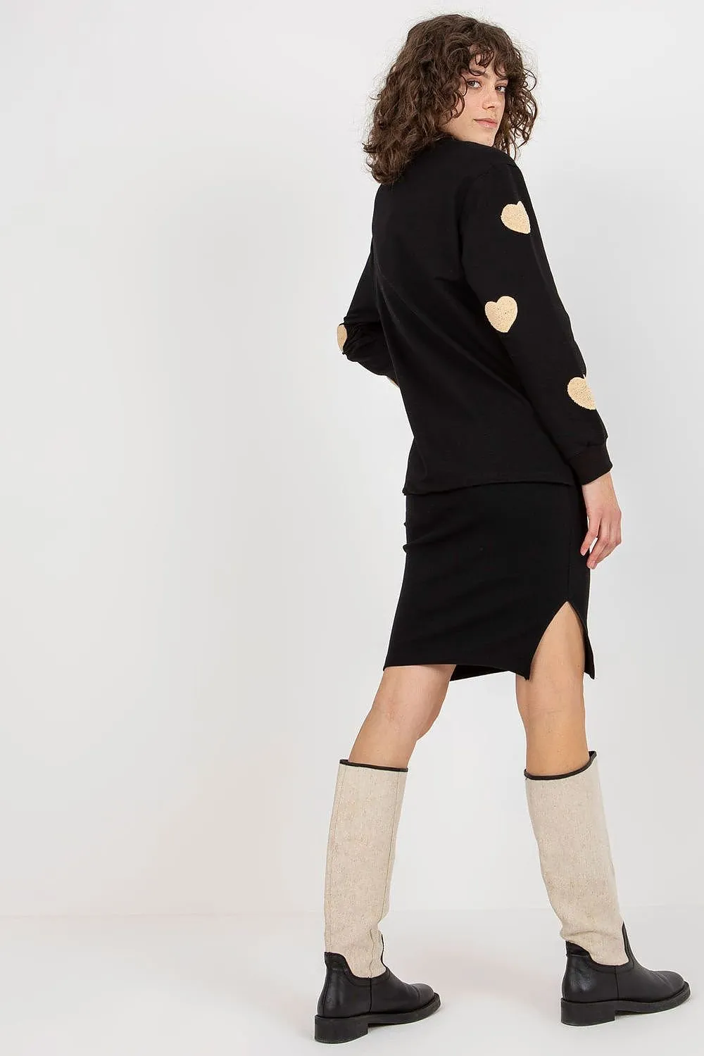 Fancy Ribbed Midi Dress and Heart Sweater Set