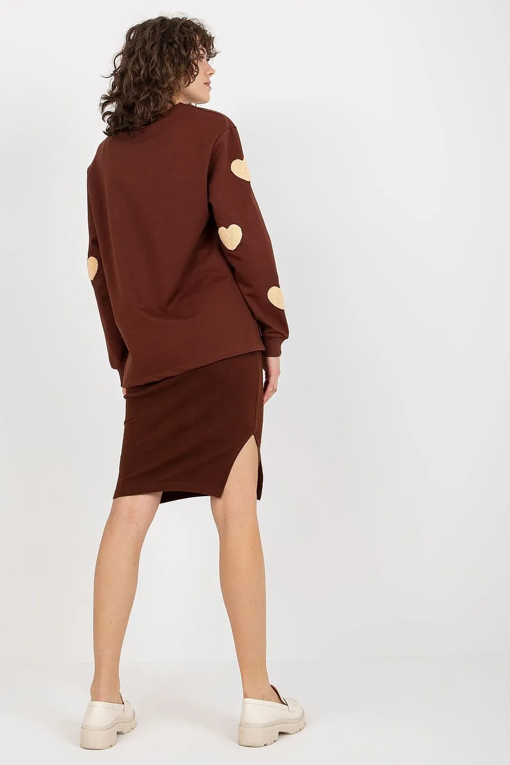 Fancy Ribbed Midi Dress and Heart Sweater Set