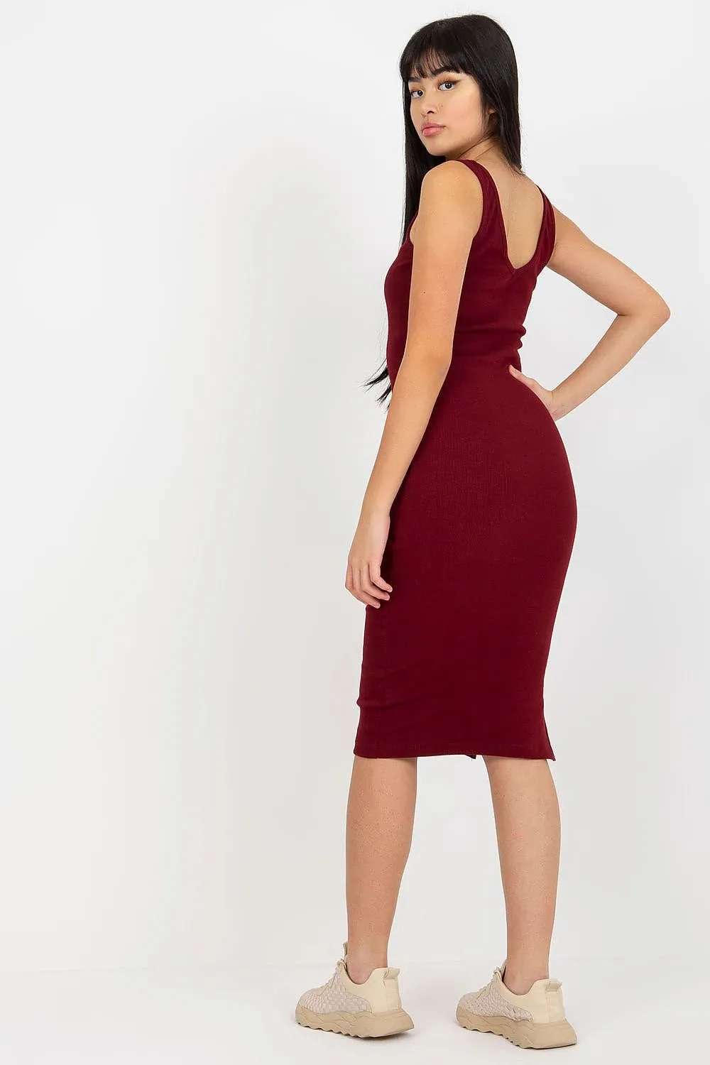 Fancy Ribbed Midi Dress and Heart Sweater Set