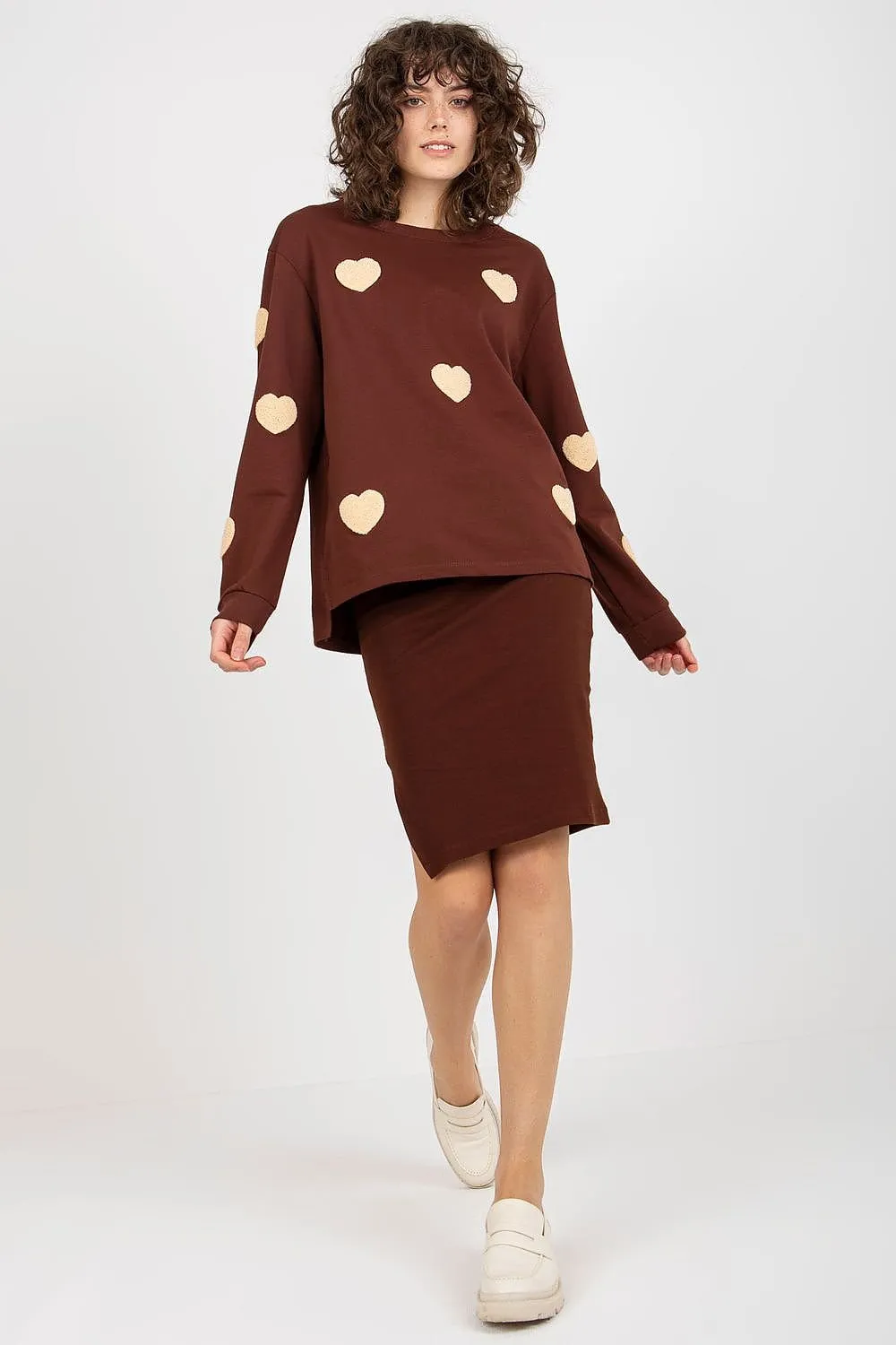 Fancy Ribbed Midi Dress and Heart Sweater Set