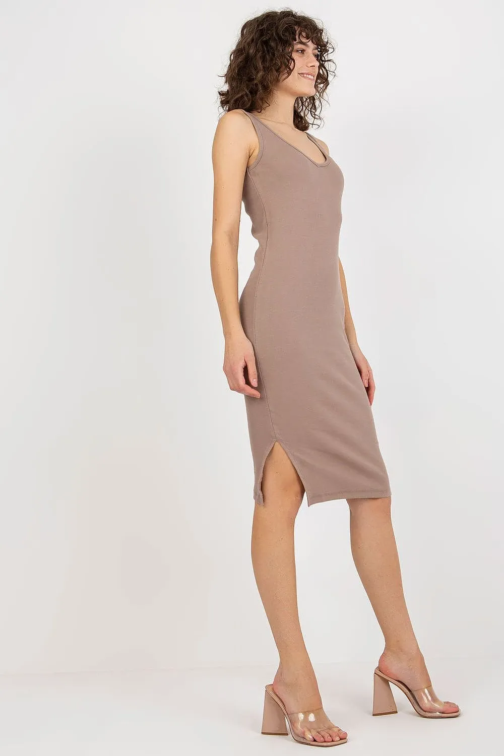 Fancy Ribbed Midi Dress and Heart Sweater Set