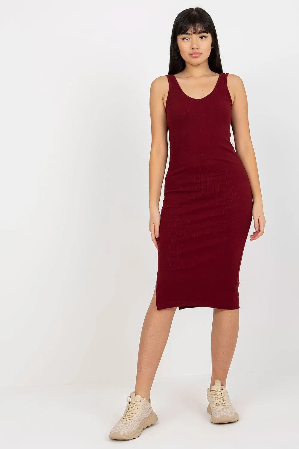 Fancy Ribbed Midi Dress and Heart Sweater Set