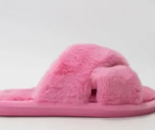 Fluffy Fur Cross Upper Cozy Slippers