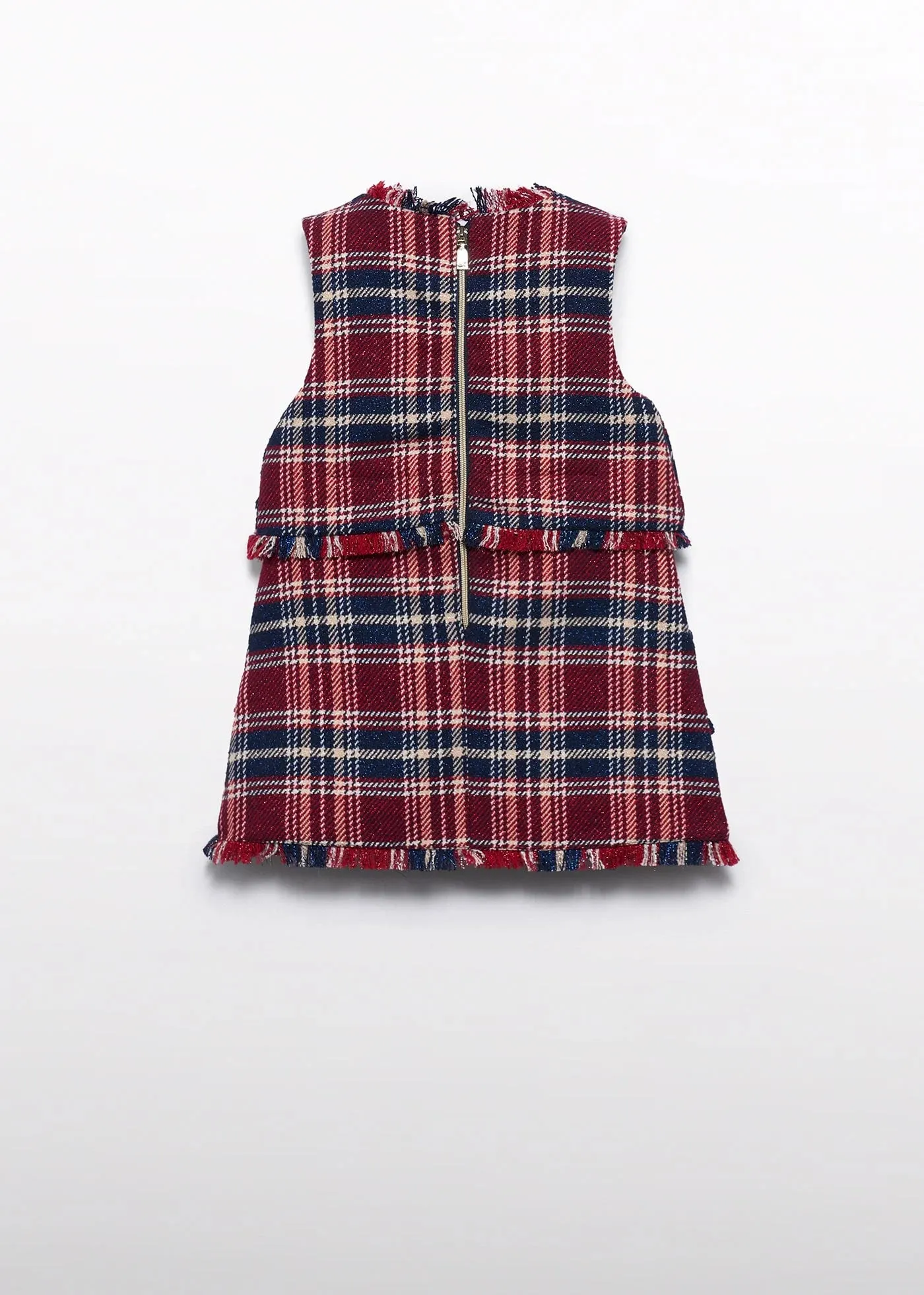 Girls shiny check pinafore