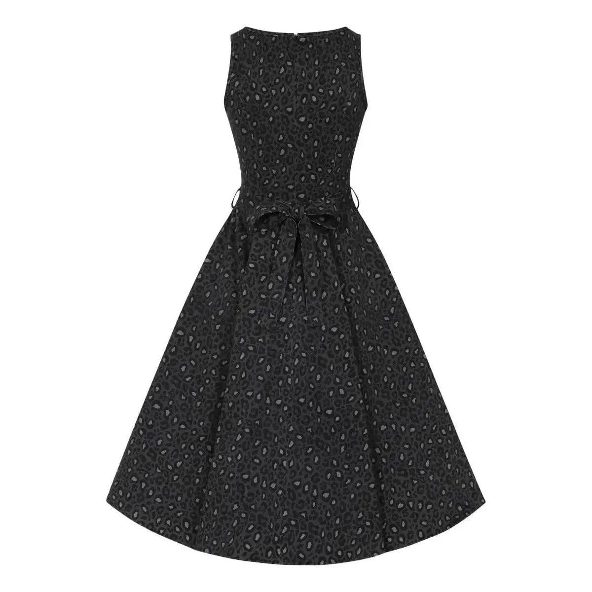 Hepburn Dress - Black Leopard Print